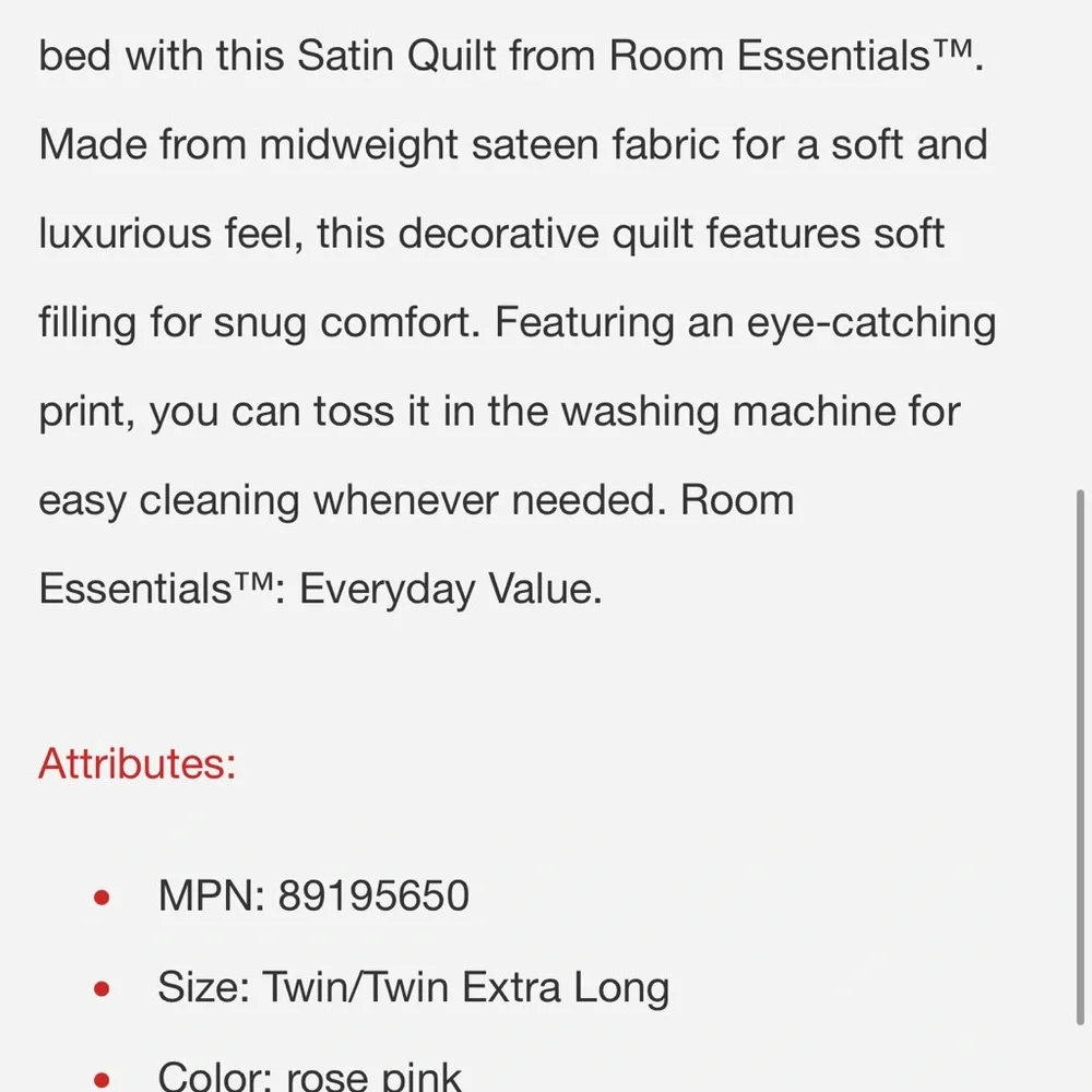 Room Essentials Pink Quilted Bedding